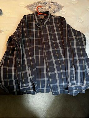 Classic Navy Plaid Button-Up Shirt